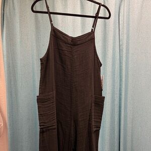 Women's Rip Curl Black Wide-Leg Jumpsuit with Pockets